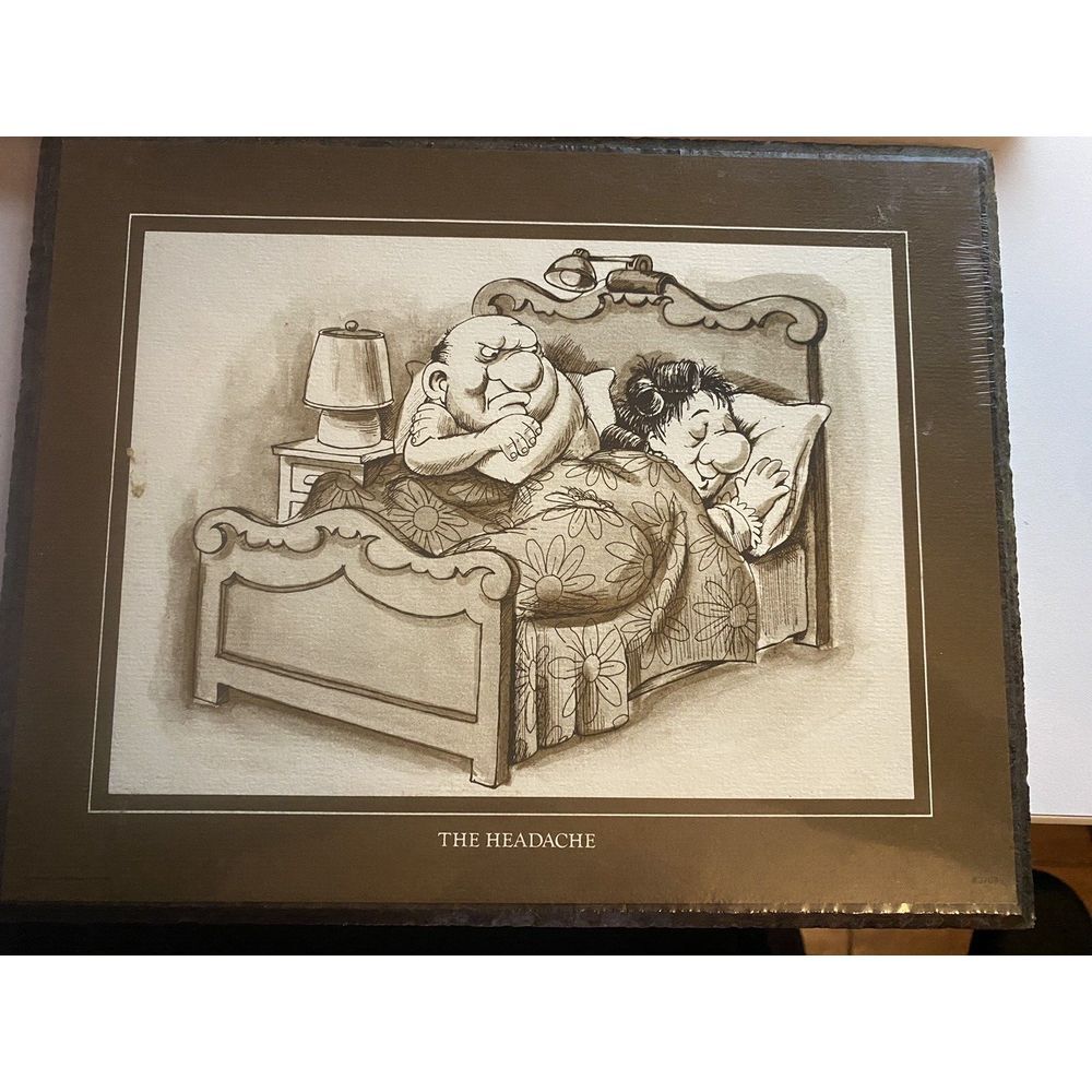 "The Headache" wall plaque, wallace berrie &‎ Co., inc Vintage 1975, USA